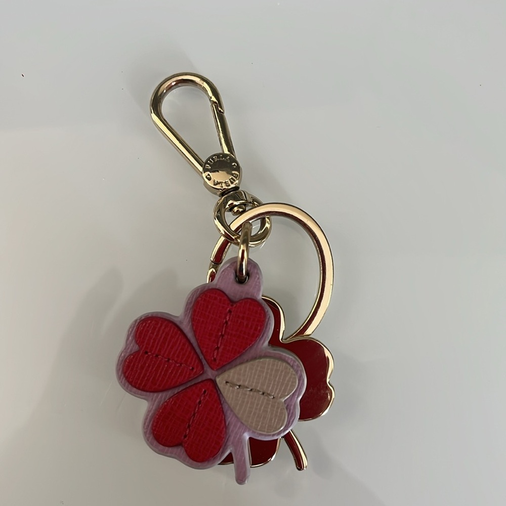 Furla Pink and Purple Clover Bag Charm/ Keychain